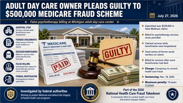 Un responsable américain de centre de soins pour adultes accusé de fraudes au Medicare en exploitant l'identité des défunts 미국 성인 돌봄센터 대표 사망자 명의까지 도용해 메디케어 허위 청구.png